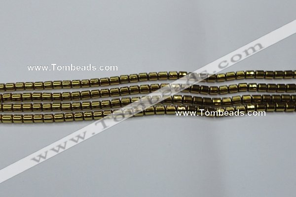 CHE787 15.5 inches 4*4.5mm drum plated hematite beads wholesale