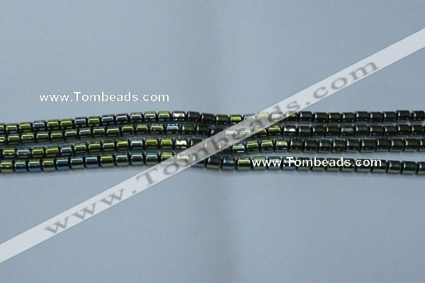 CHE789 15.5 inches 4*4.5mm drum plated hematite beads wholesale