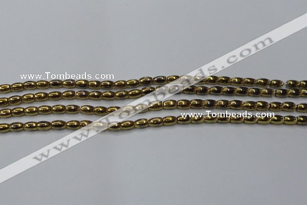 CHE795 15.5 inches 3*5mm rice plated hematite beads wholesale