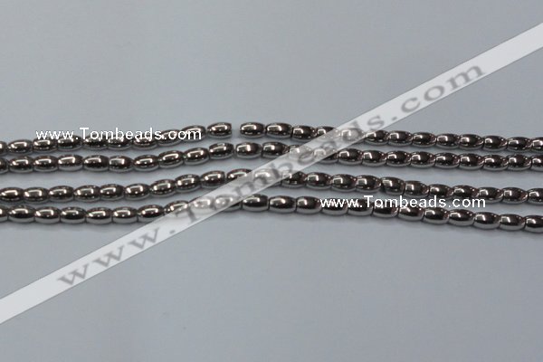 CHE802 15.5 inches 4*6mm rice plated hematite beads wholesale