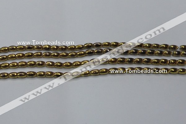 CHE803 15.5 inches 4*6mm rice plated hematite beads wholesale