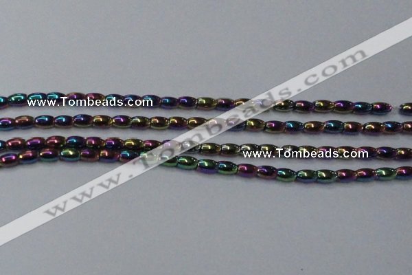 CHE804 15.5 inches 4*6mm rice plated hematite beads wholesale