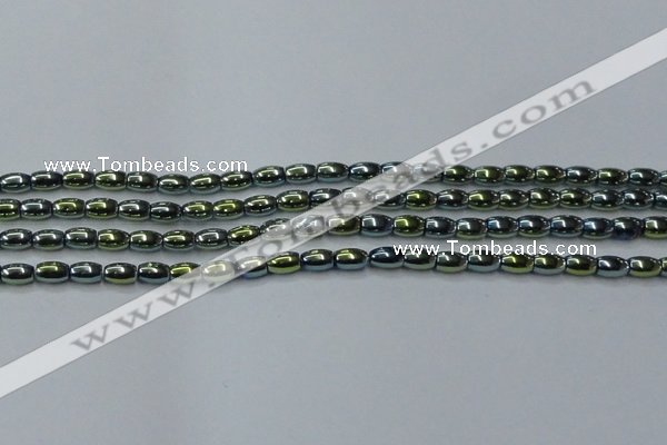 CHE806 15.5 inches 4*6mm rice plated hematite beads wholesale