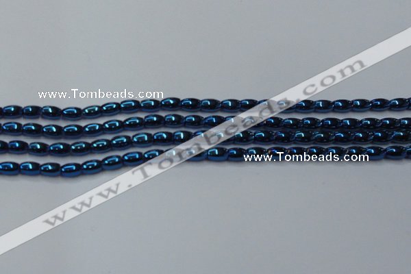 CHE807 15.5 inches 4*6mm rice plated hematite beads wholesale