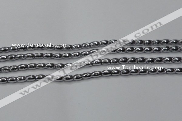 CHE809 15.5 inches 5*8mm rice plated hematite beads wholesale