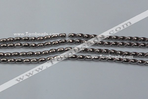 CHE810 15.5 inches 5*8mm rice plated hematite beads wholesale