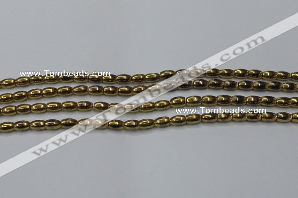 CHE811 15.5 inches 5*8mm rice plated hematite beads wholesale