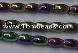 CHE812 15.5 inches 5*8mm rice plated hematite beads wholesale