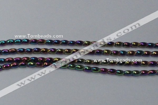 CHE812 15.5 inches 5*8mm rice plated hematite beads wholesale