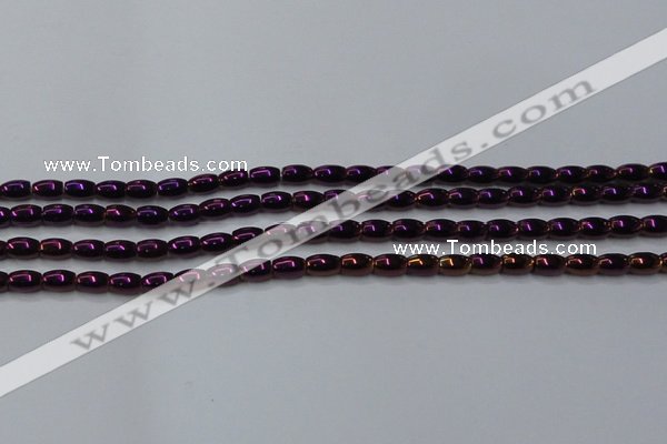 CHE813 15.5 inches 5*8mm rice plated hematite beads wholesale