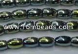 CHE814 15.5 inches 5*8mm rice plated hematite beads wholesale