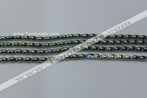 CHE814 15.5 inches 5*8mm rice plated hematite beads wholesale