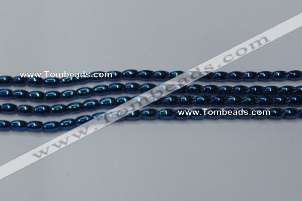 CHE815 15.5 inches 5*8mm rice plated hematite beads wholesale