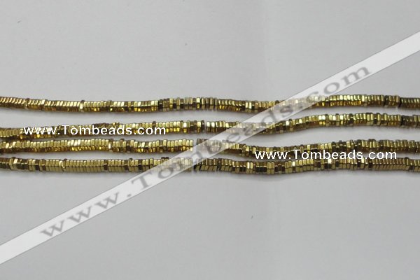 CHE827 15.5 inches 1*2mm hexagon plated hematite beads wholesale