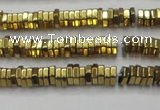 CHE835 15.5 inches 1*3mm hexagon plated hematite beads wholesale