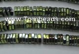 CHE836 15.5 inches 1*3mm hexagon plated hematite beads wholesale