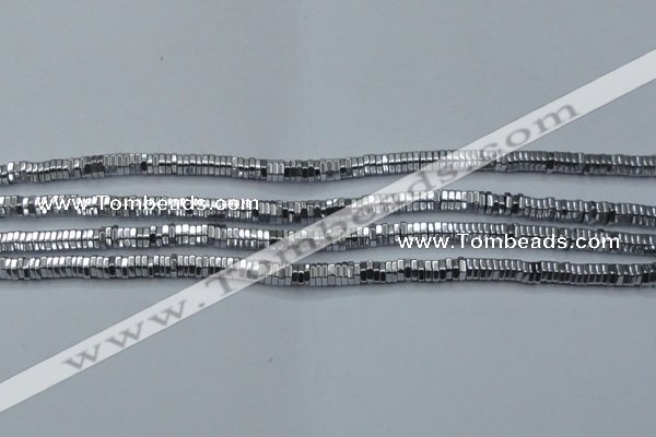 CHE841 15.5 inches 1*4mm hexagon plated hematite beads wholesale