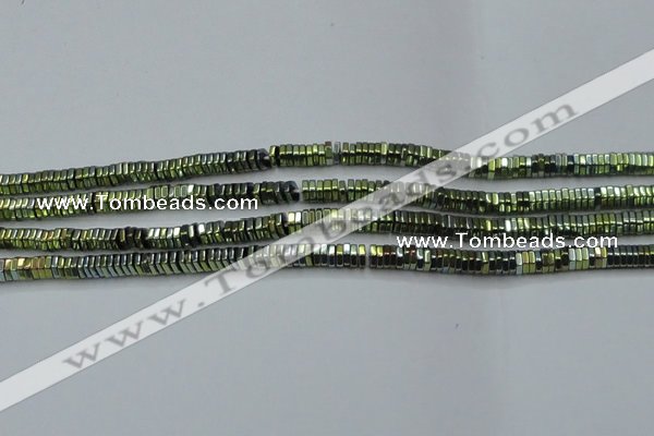 CHE844 15.5 inches 1*4mm hexagon plated hematite beads wholesale