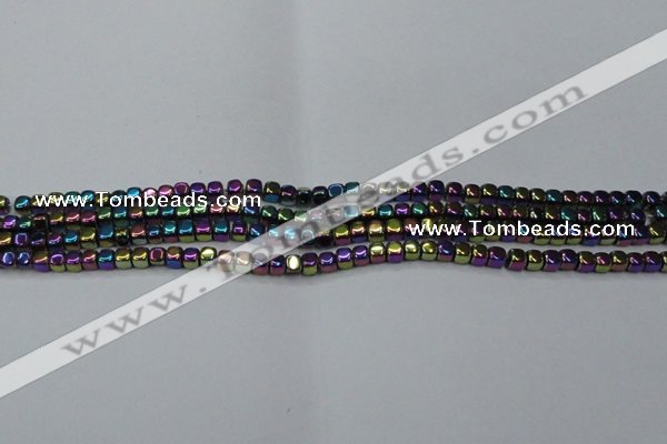 CHE852 15.5 inches 2*2mm dice platedhematite beads wholesale