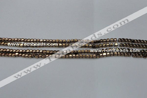 CHE854 15.5 inches 2*2mm dice platedhematite beads wholesale