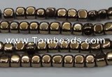 CHE862 15.5 inches 3*3mm dice platedhematite beads wholesale