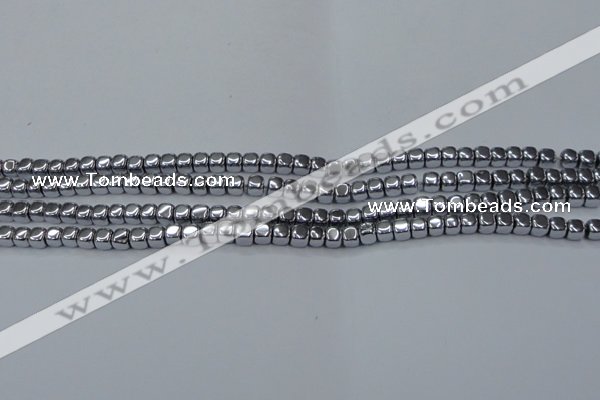 CHE866 15.5 inches 4*4mm dice platedhematite beads wholesale