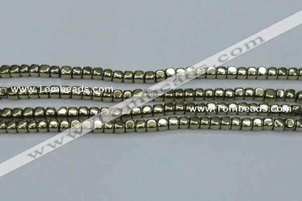 CHE876 15.5 inches 3*3mm dice plated hematite beads wholesale