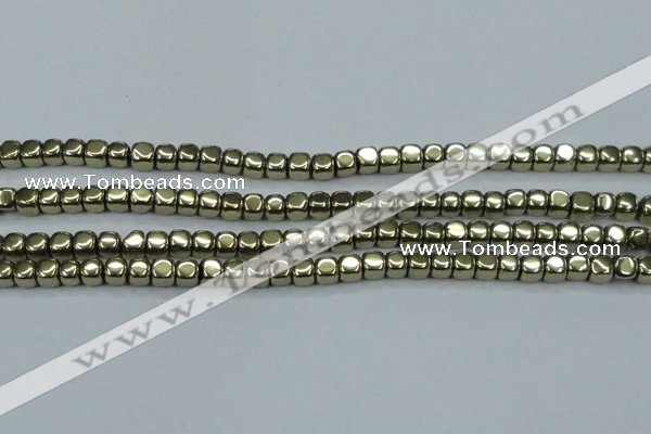 CHE877 15.5 inches 4*4mm dice plated hematite beads wholesale