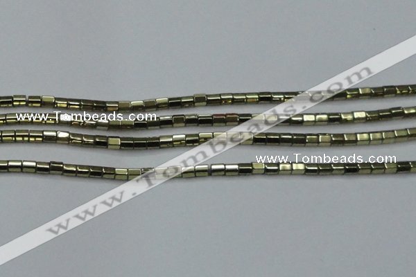 CHE888 15.5 inches 2*2mm faceted tube plated hematite beads wholesale