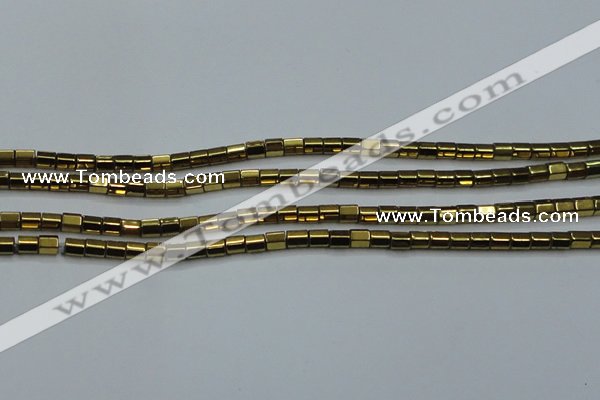 CHE889 15.5 inches 2*2mm faceted tube plated hematite beads wholesale