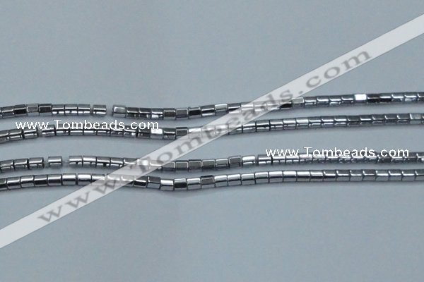 CHE896 15.5 inches 3*3mm faceted tube plated hematite beads wholesale