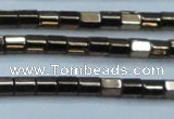 CHE897 15.5 inches 3*3mm faceted tube plated hematite beads wholesale