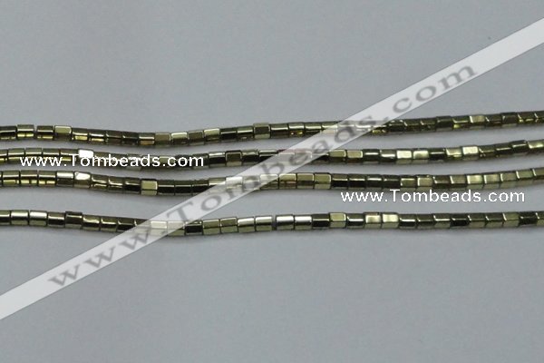 CHE898 15.5 inches 3*3mm faceted tube plated hematite beads wholesale