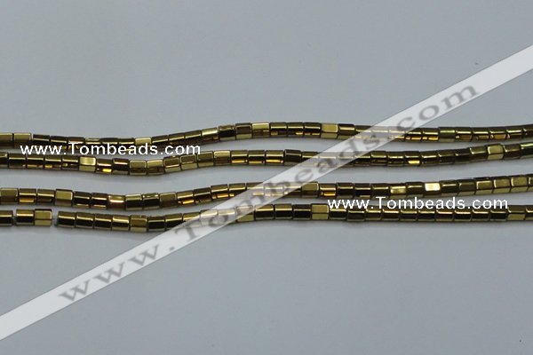 CHE899 15.5 inches 3*3mm faceted tube plated hematite beads wholesale