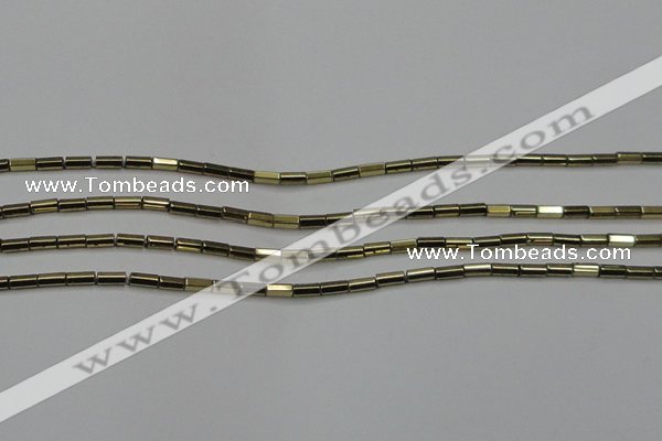 CHE907 15.5 inches 2*4mm faceted tube plated hematite beads wholesale