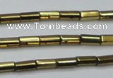 CHE908 15.5 inches 2*4mm faceted tube plated hematite beads wholesale