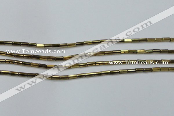 CHE908 15.5 inches 2*4mm faceted tube plated hematite beads wholesale