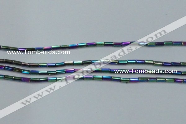 CHE910 15.5 inches 2*4mm faceted tube plated hematite beads wholesale