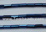 CHE911 15.5 inches 2*4mm faceted tube plated hematite beads wholesale