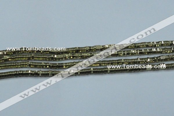 CHE913 15.5 inches 1*2mm hexagon plated hematite beads wholesale