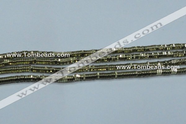 CHE914 15.5 inches 1*3mm hexagon plated hematite beads wholesale