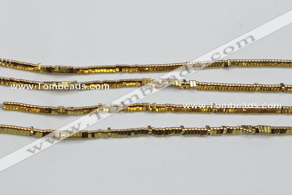 CHE921 15.5 inches 1*3mm triangle plated hematite beads wholesale