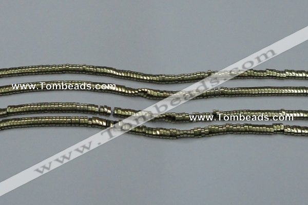 CHE930 15.5 inches 1*2*3mm oval plated hematite beads wholesale