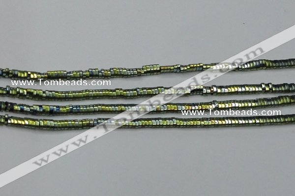 CHE932 15.5 inches 1*2*3mm oval plated hematite beads wholesale