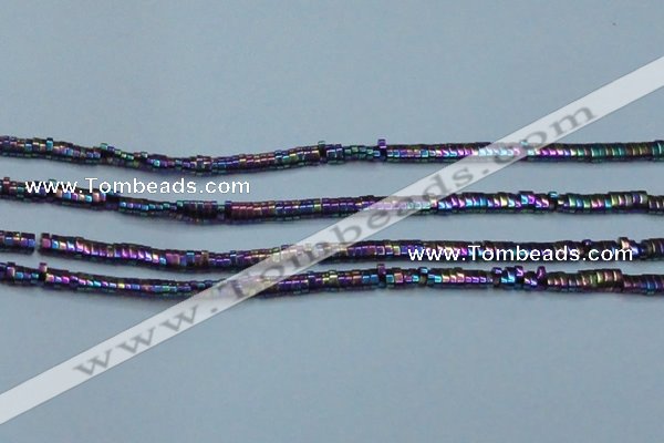 CHE933 15.5 inches 1*2*3mm oval plated hematite beads wholesale