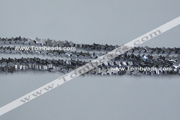 CHE936 15.5 inches 4mm star plated hematite beads wholesale