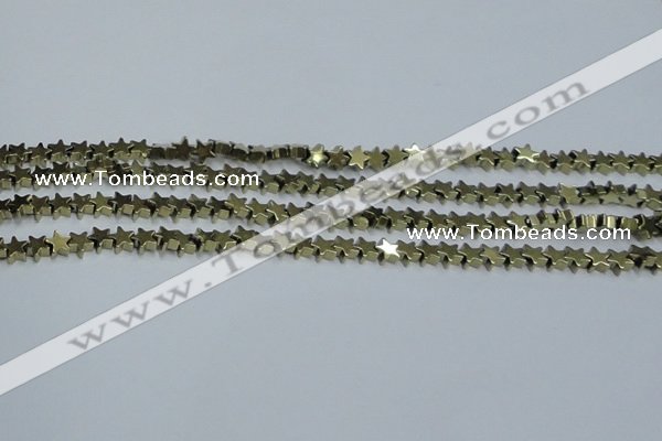 CHE937 15.5 inches 4mm star plated hematite beads wholesale