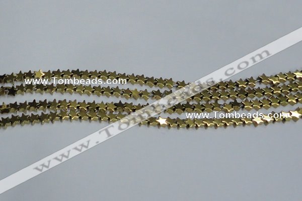 CHE938 15.5 inches 4mm star plated hematite beads wholesale