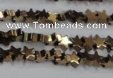 CHE939 15.5 inches 4mm star plated hematite beads wholesale