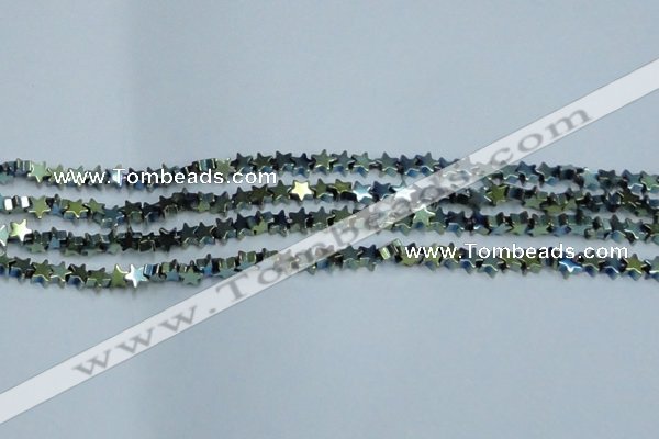 CHE941 15.5 inches 4mm star plated hematite beads wholesale